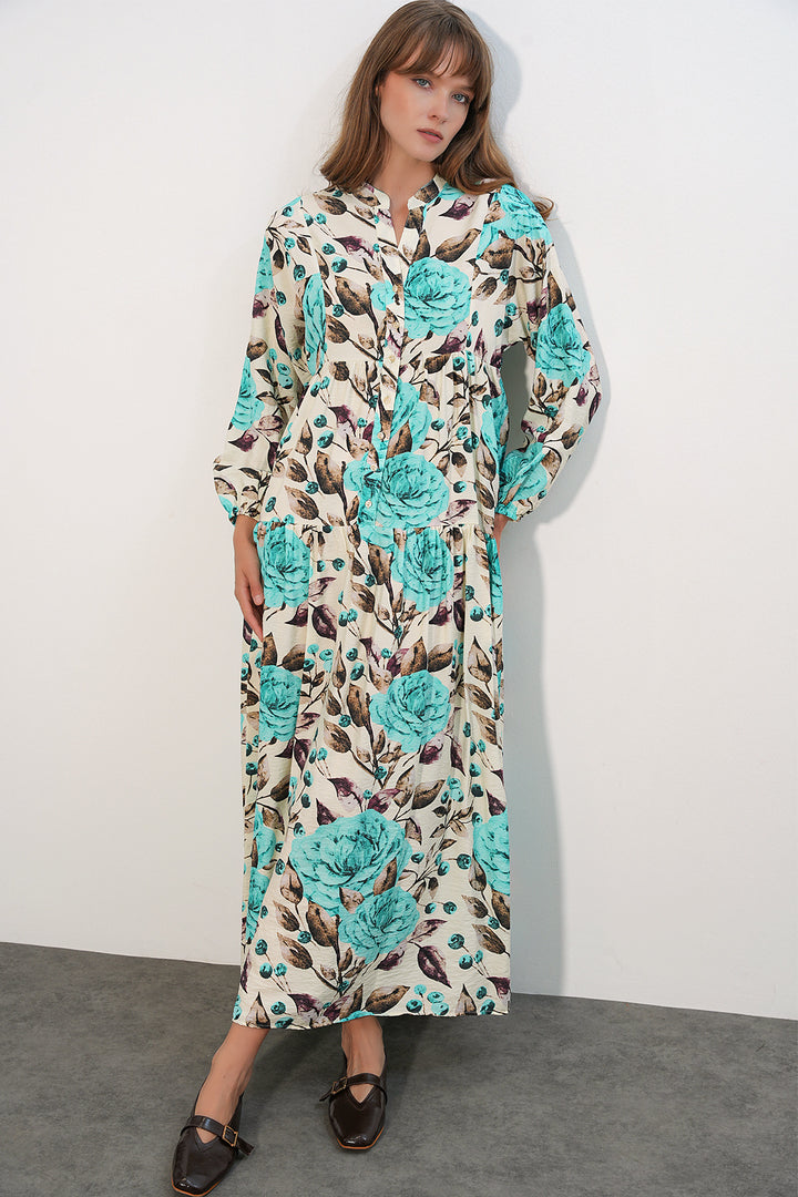 Bigdart Robe longue modeste en tissu Lys pour femme 2593 - Turquoise