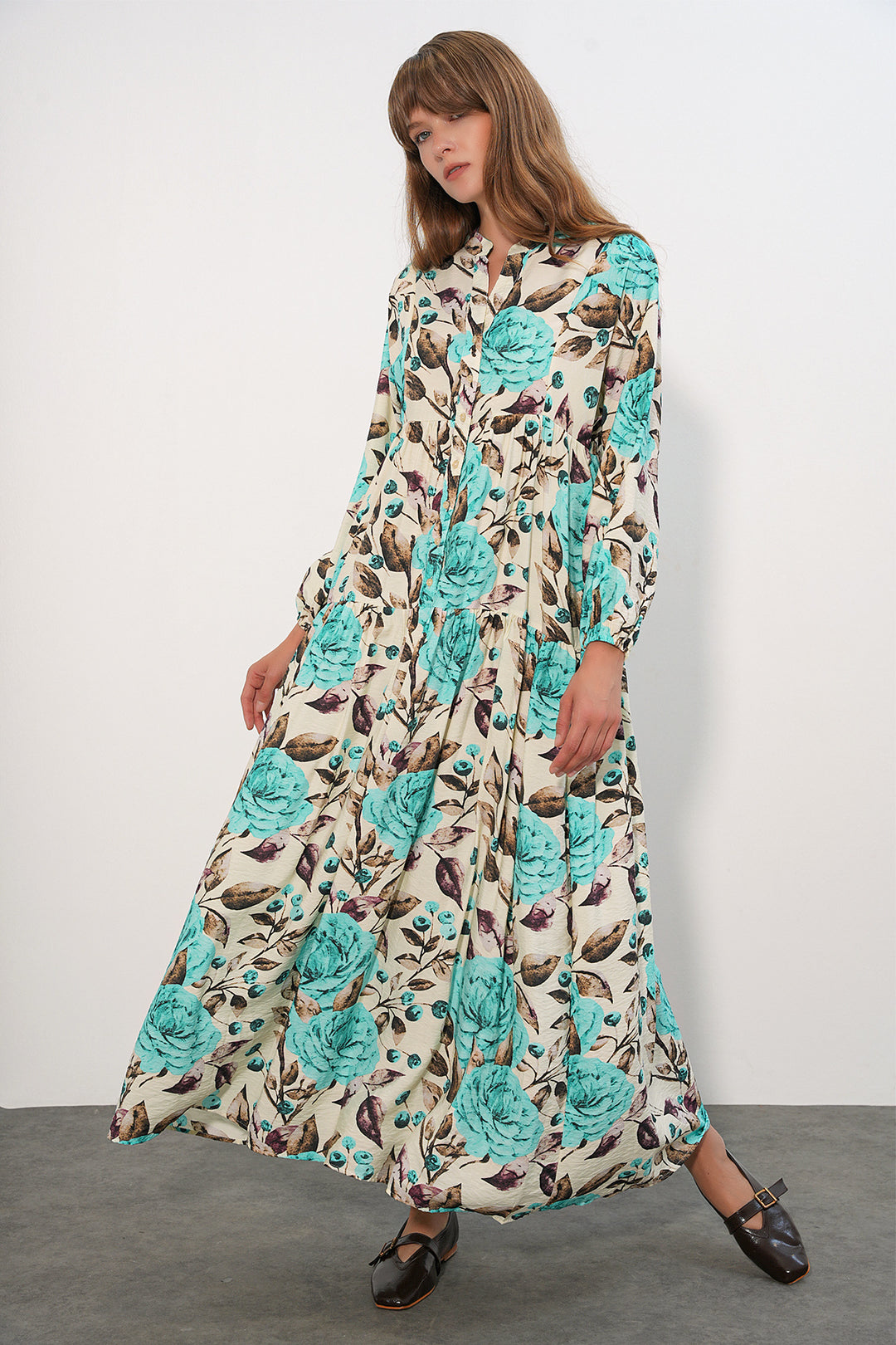 Bigdart Robe longue modeste en tissu Lys pour femme 2593 - Turquoise