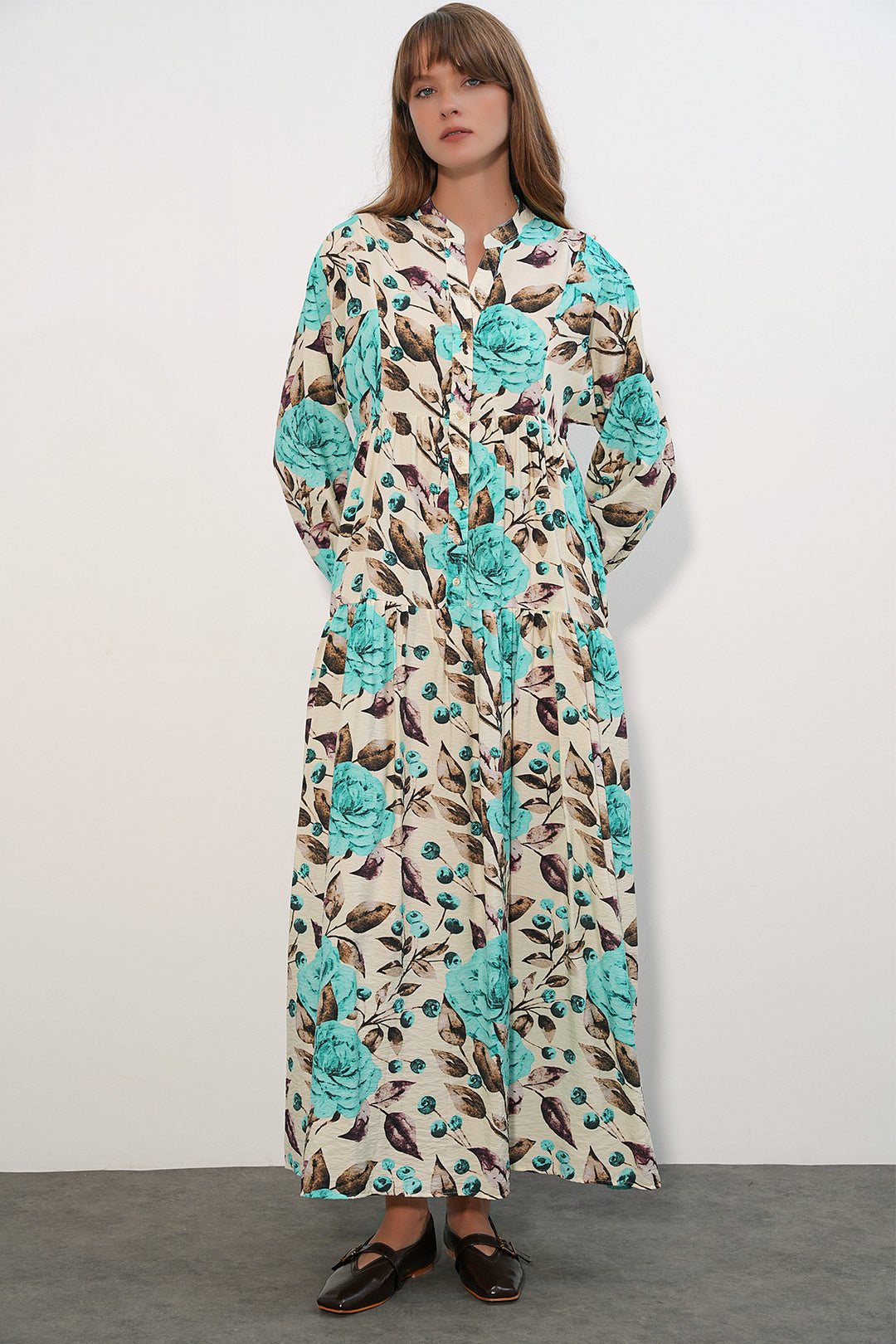 Bigdart Robe longue modeste en tissu Lys pour femme 2593 - Turquoise