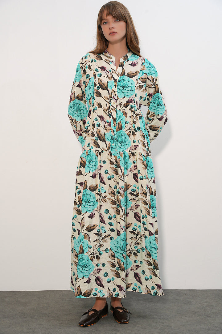Bigdart Robe longue modeste en tissu Lys pour femme 2593 - Turquoise
