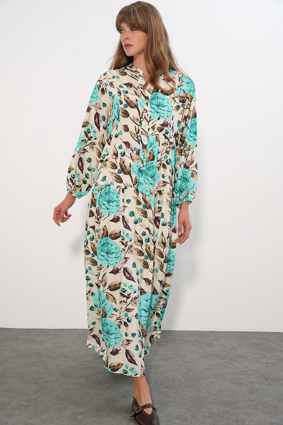Bigdart Robe longue modeste en tissu Lys pour femme 2593 - Turquoise