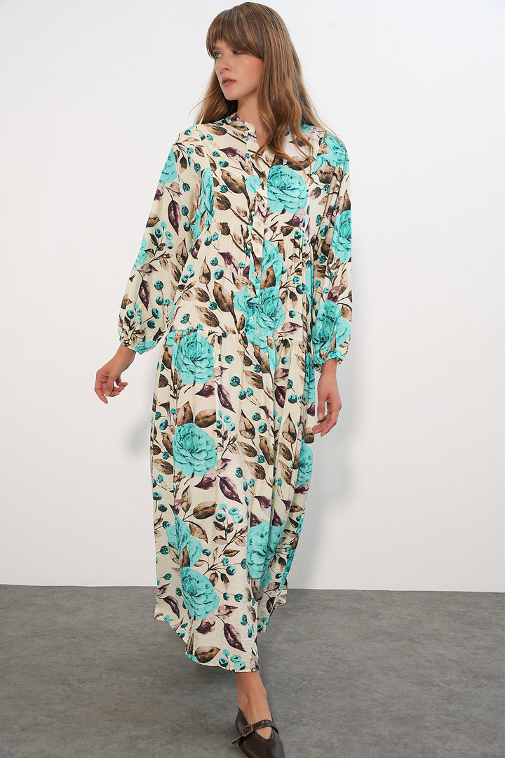 Bigdart Robe longue modeste en tissu Lys pour femme 2593 - Turquoise