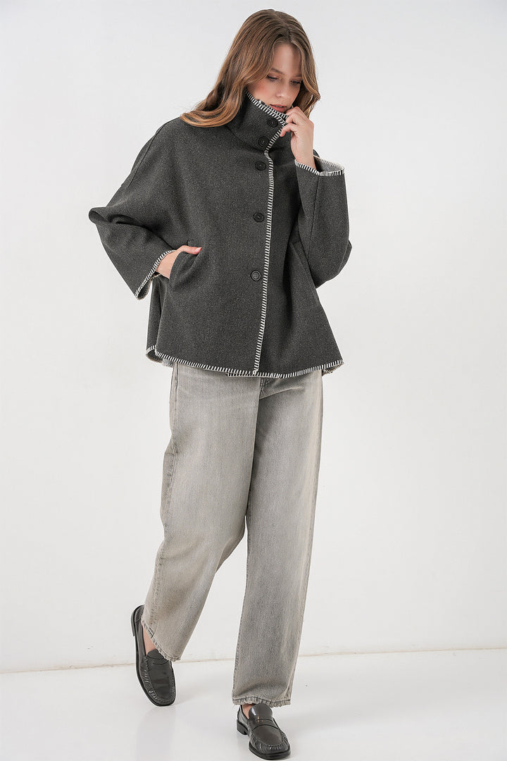 Bigdart Veste en Laine Brodée Femme 9167 - Anthracite