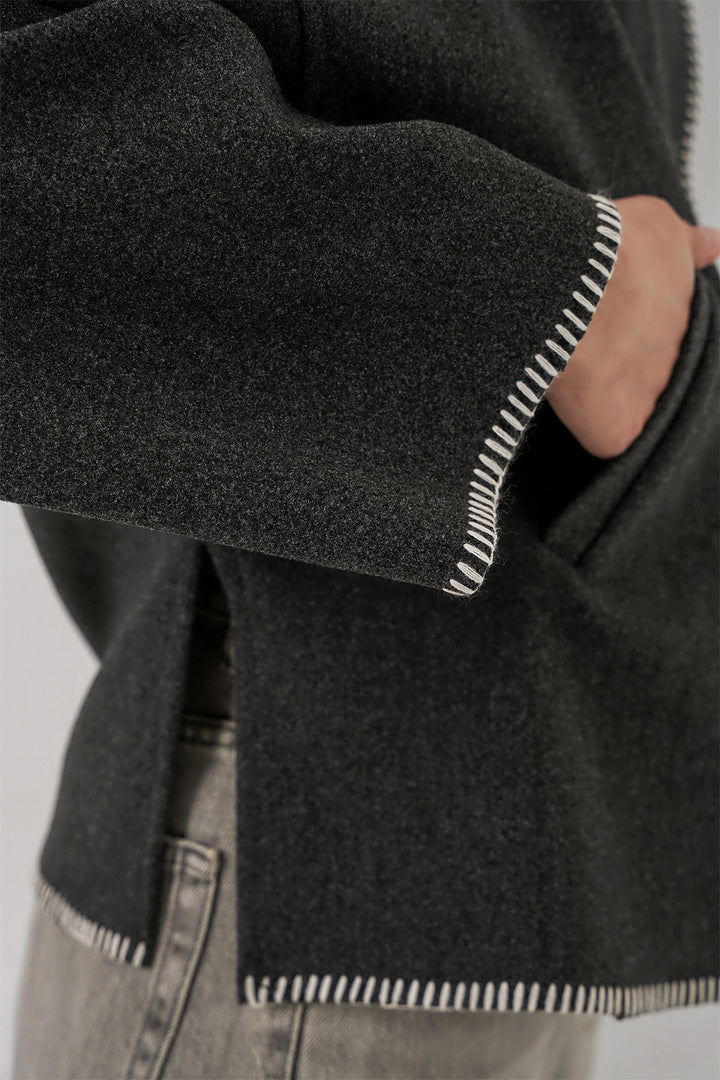 Bigdart Veste en Laine Brodée Femme 9167 - Anthracite