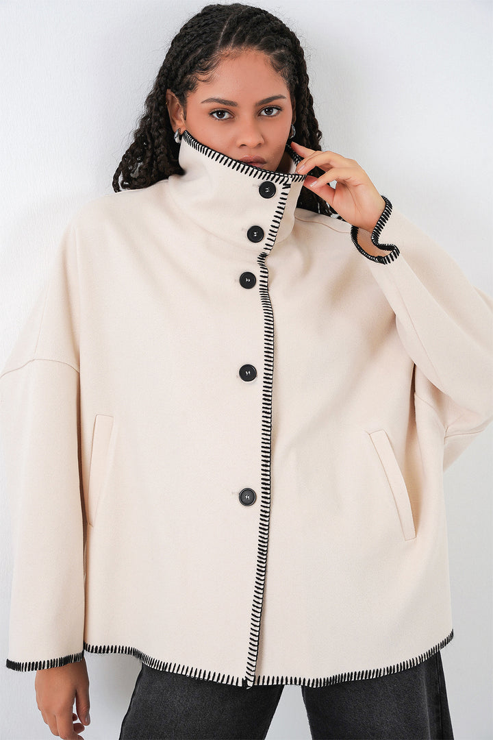 Bigdart Veste en laine avec broderie pour femme 9167 - Écru