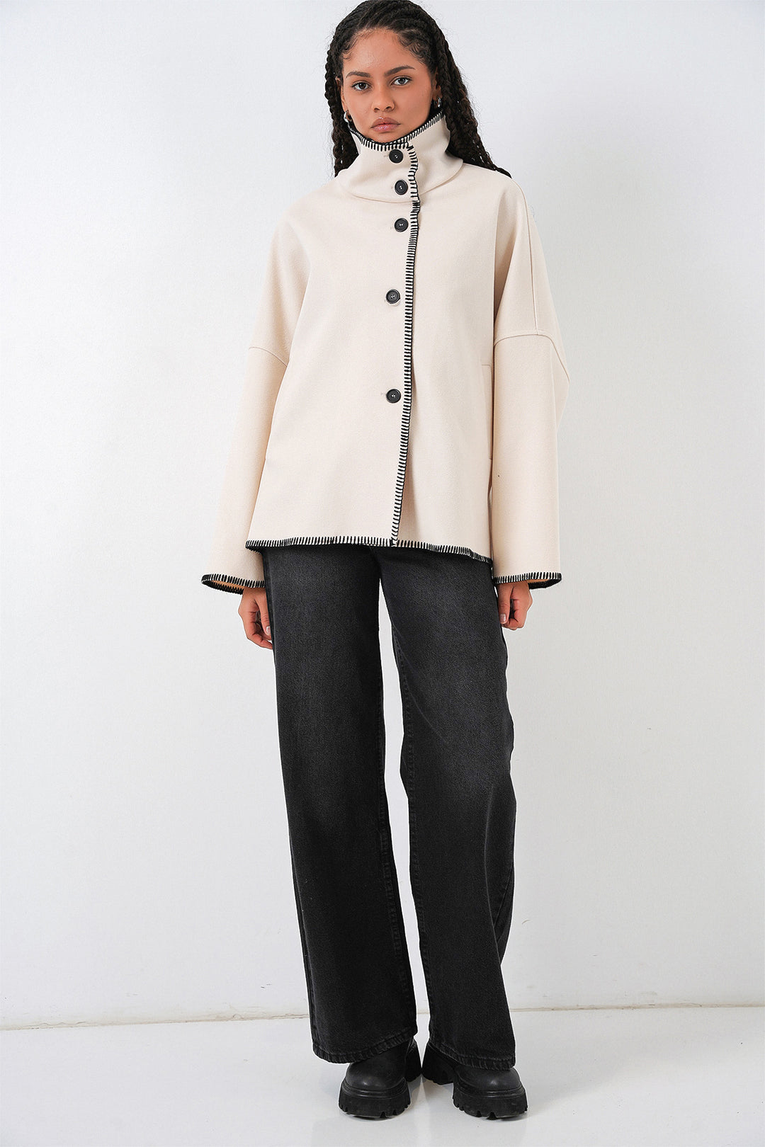 Bigdart Veste en laine avec broderie pour femme 9167 - Écru