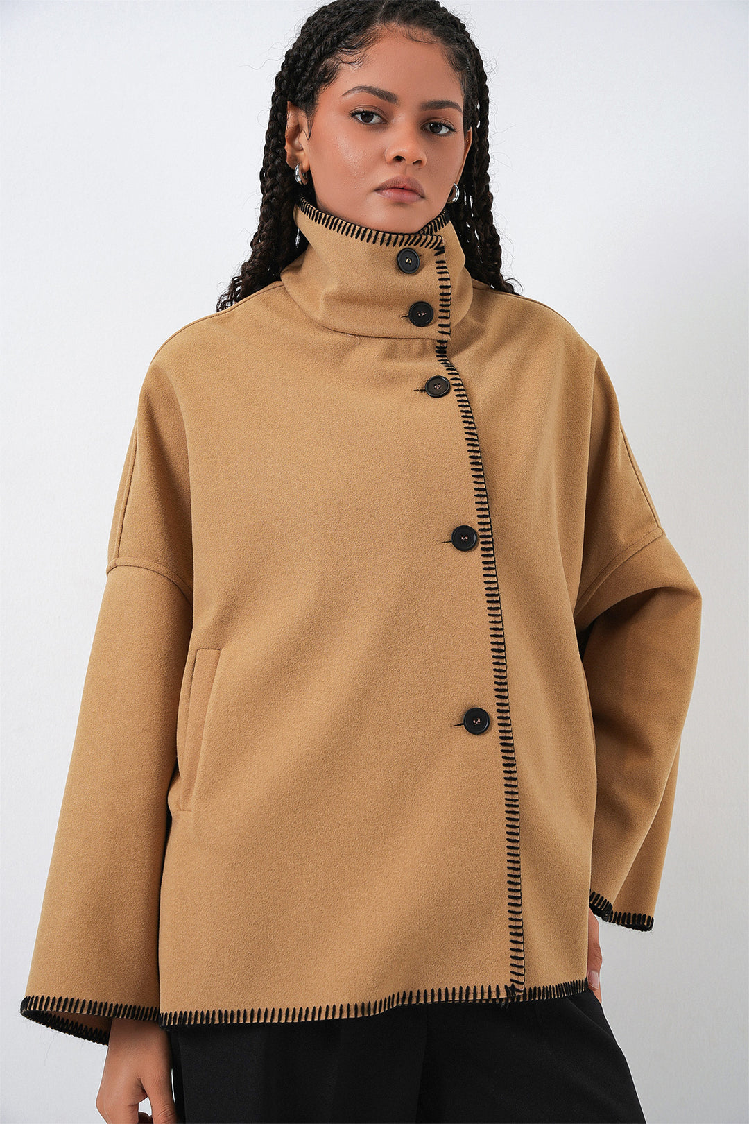 Bigdart Veste en Laine Brodée Femme 9167 - Moutarde