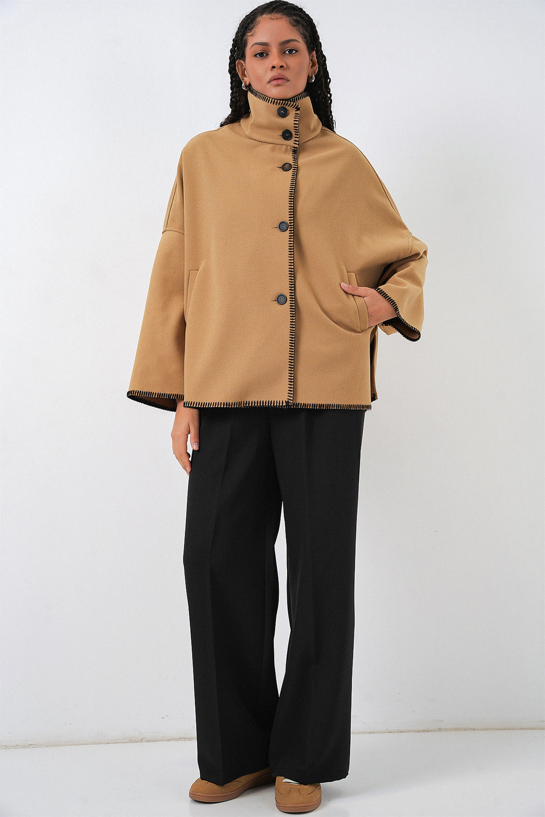 Bigdart Veste en Laine Brodée Femme 9167 - Moutarde