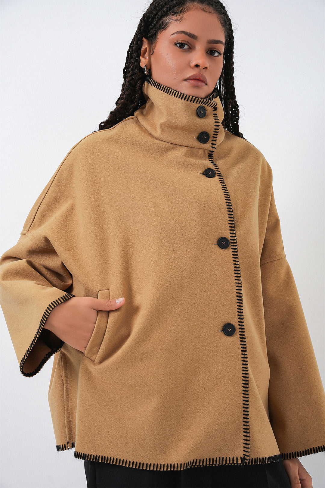 Bigdart Veste en Laine Brodée Femme 9167 - Moutarde