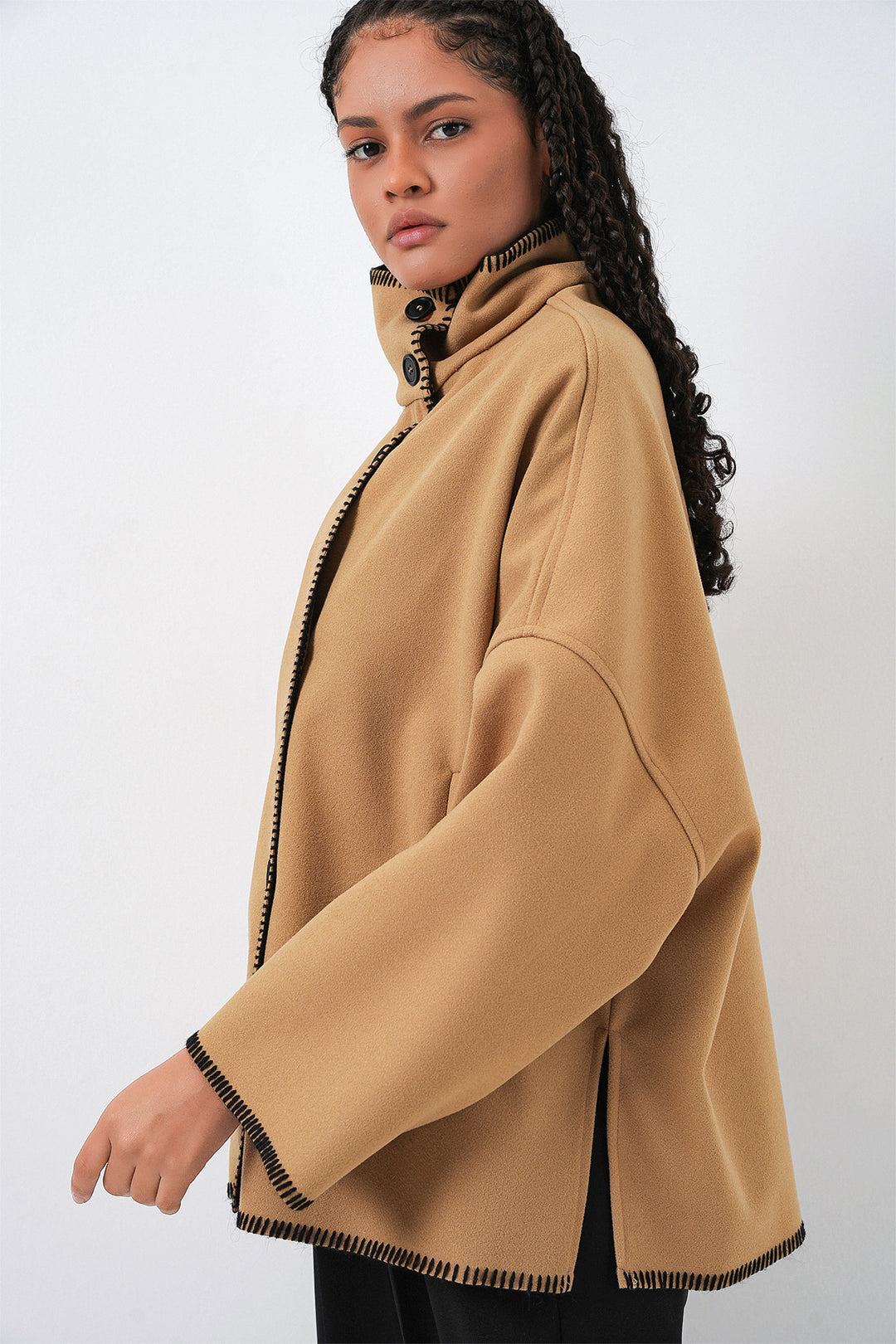 Bigdart Veste en Laine Brodée Femme 9167 - Moutarde