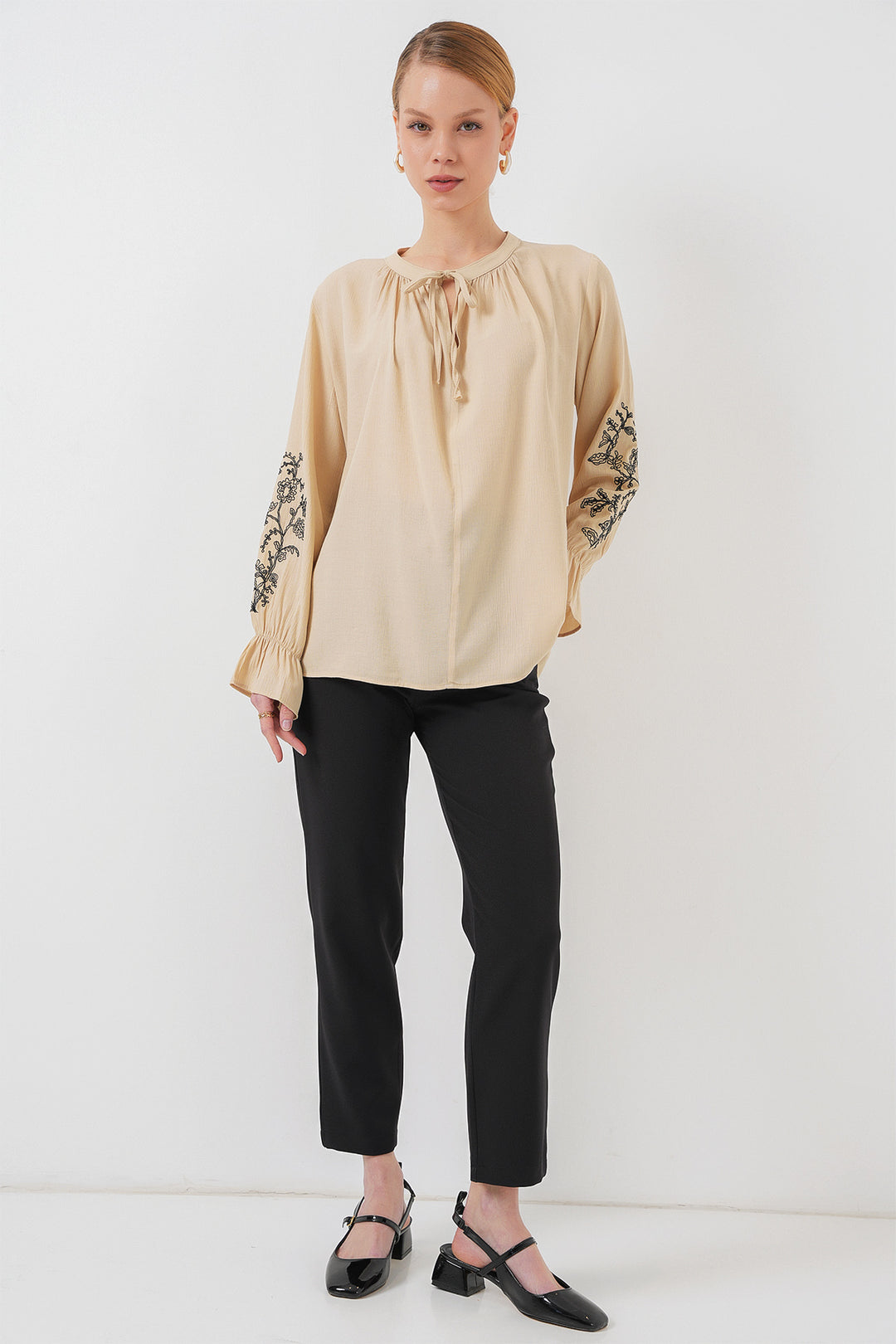 Bigdart Blouse tricotée brodée pour femme 941 - Beige