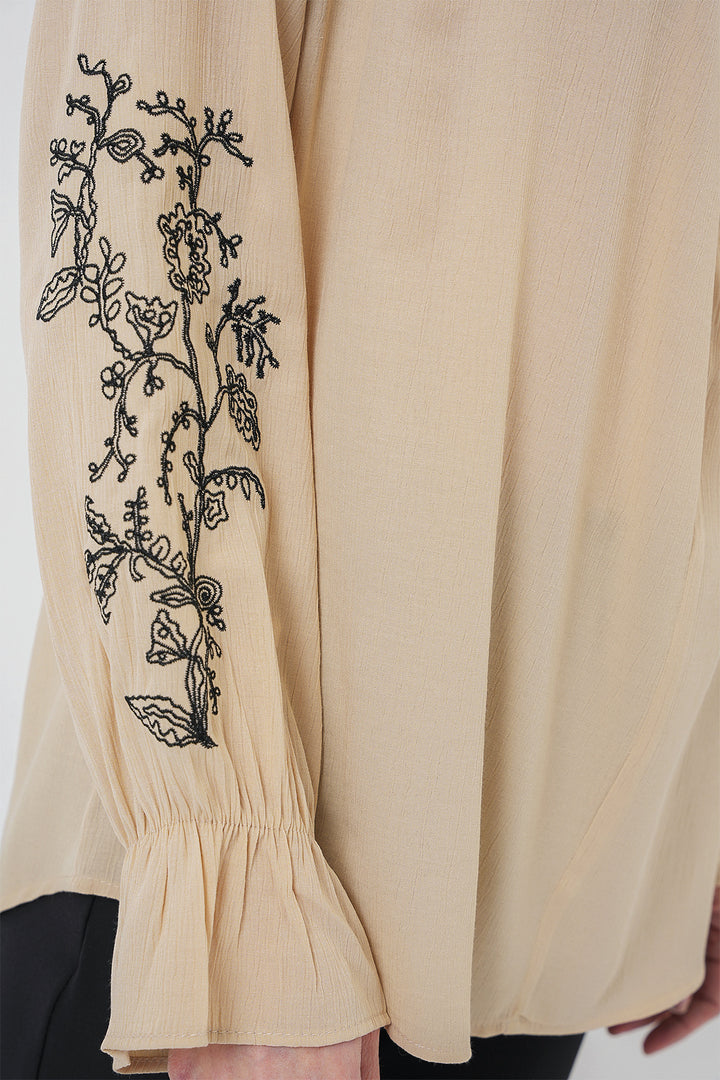 Bigdart Blouse tricotée brodée pour femme 941 - Beige