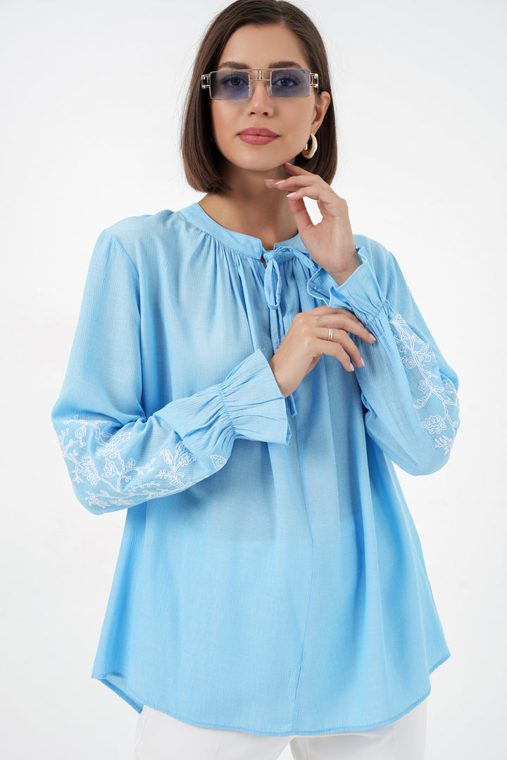 Bigdart Blouse Tricotée Femme Brodée 941 - Bleu