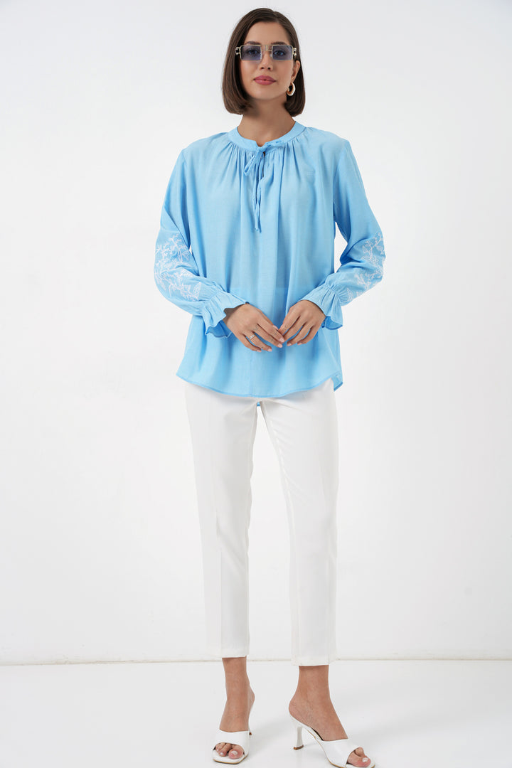 Bigdart Blouse Tricotée Femme Brodée 941 - Bleu