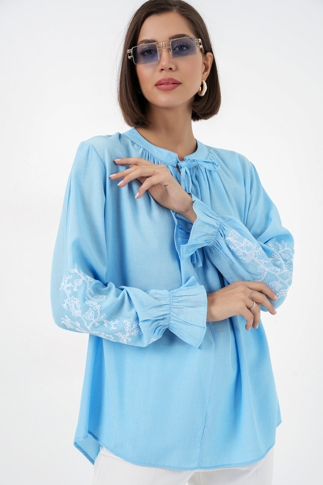 Bigdart Blouse Tricotée Femme Brodée 941 - Bleu