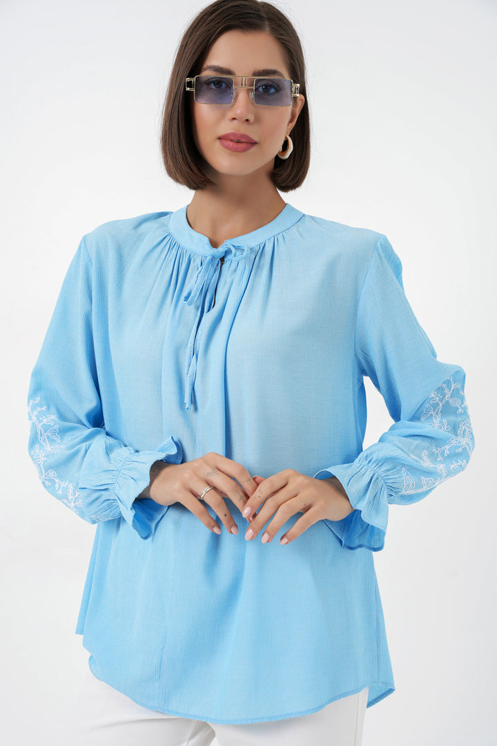 Bigdart Blouse Tricotée Femme Brodée 941 - Bleu