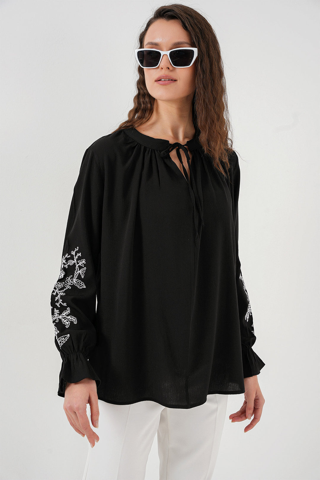 Bigdart Kadın Nakışlı Örme Bluz 941 - Noir