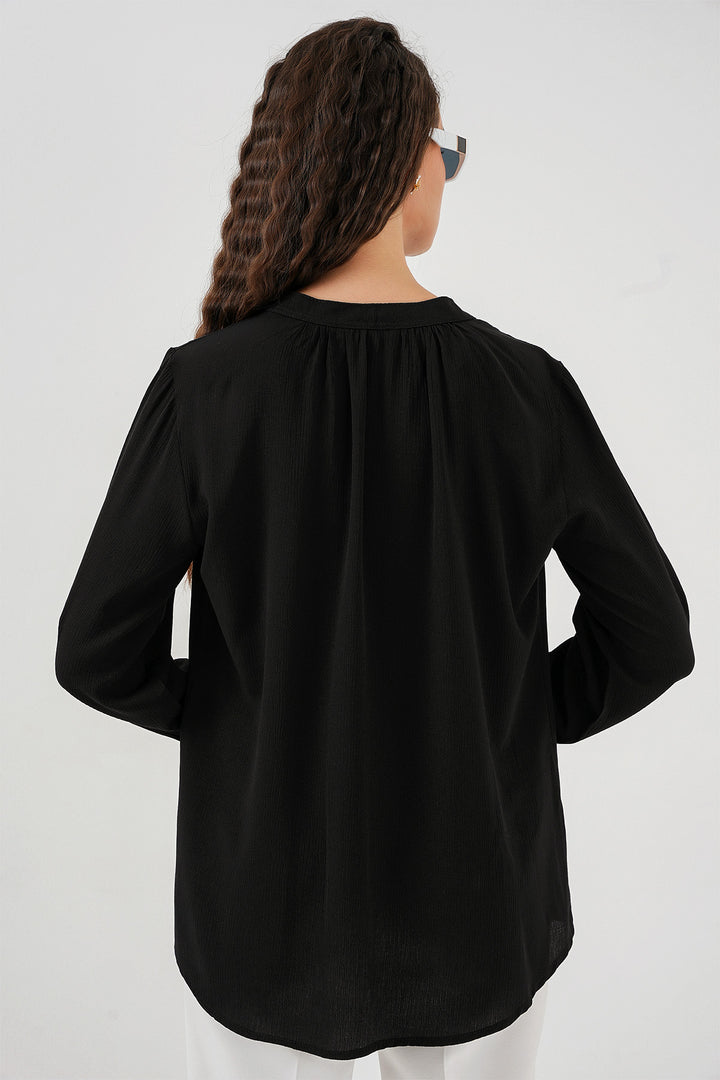 Bigdart Kadın Nakışlı Örme Bluz 941 - Noir