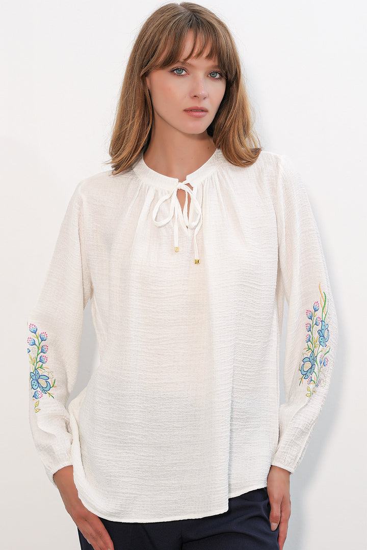 Bigdart Blouse oversize brodée pour femme 1000 - Blanc