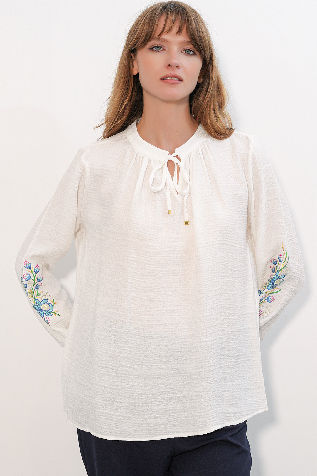 Bigdart Blouse oversize brodée pour femme 1000 - Blanc