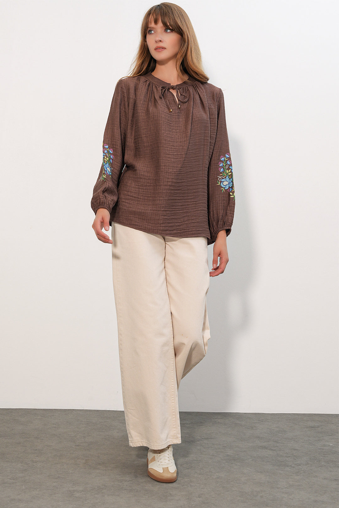 Bigdart Blouse oversize brodée pour femme 1000 - Marron