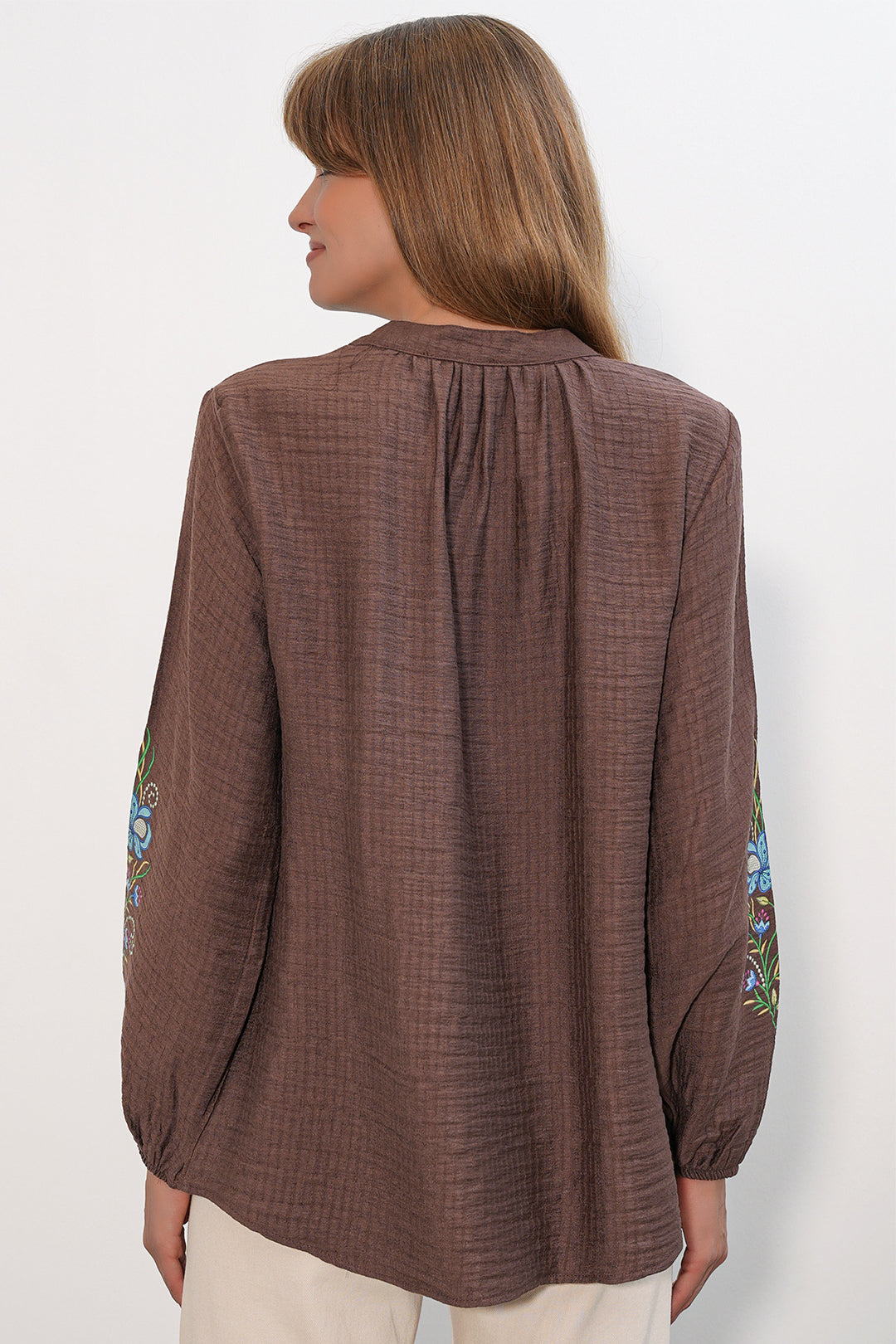 Bigdart Blouse oversize brodée pour femme 1000 - Marron