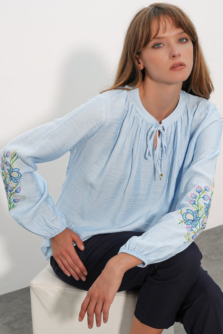 Bigdart Blouse oversize brodée pour femme 1000 - Bleu