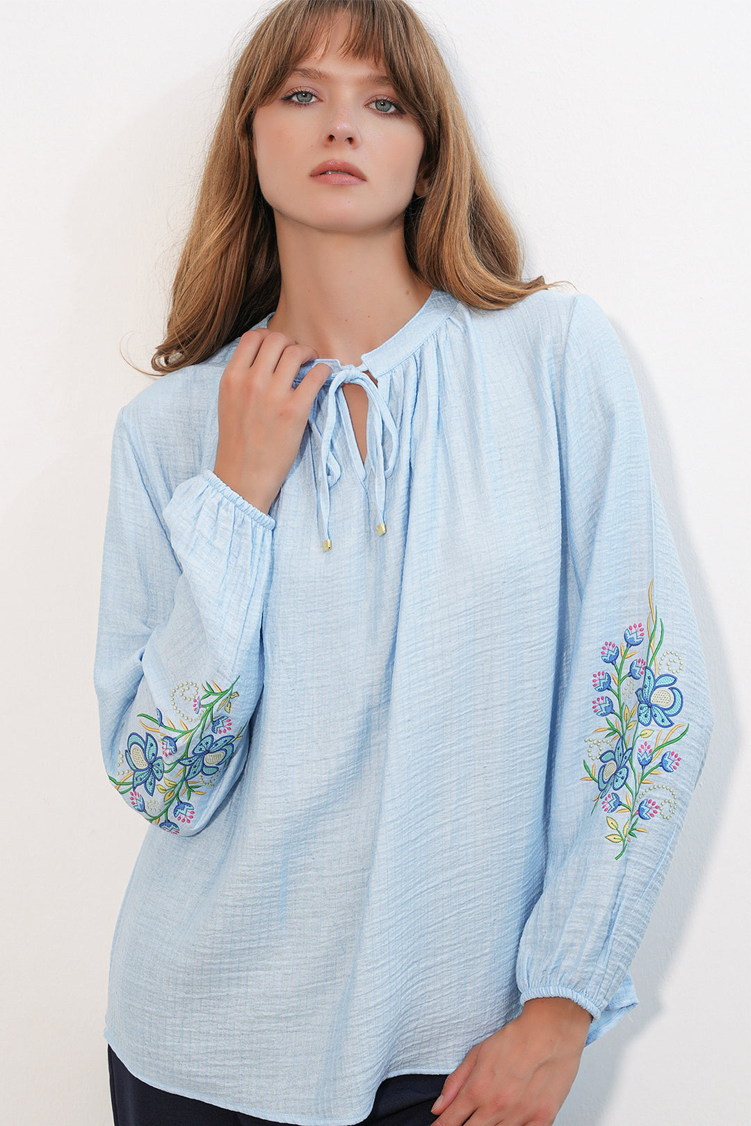 Bigdart Blouse oversize brodée pour femme 1000 - Bleu