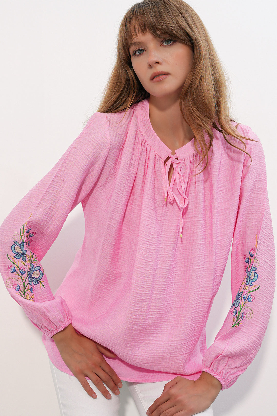 Bigdart Blouse oversize brodée pour femme 1000 - Rose