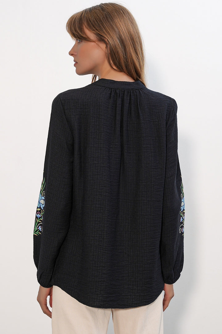 Bigdart Blouse oversize brodée pour femme 1000 - Noir