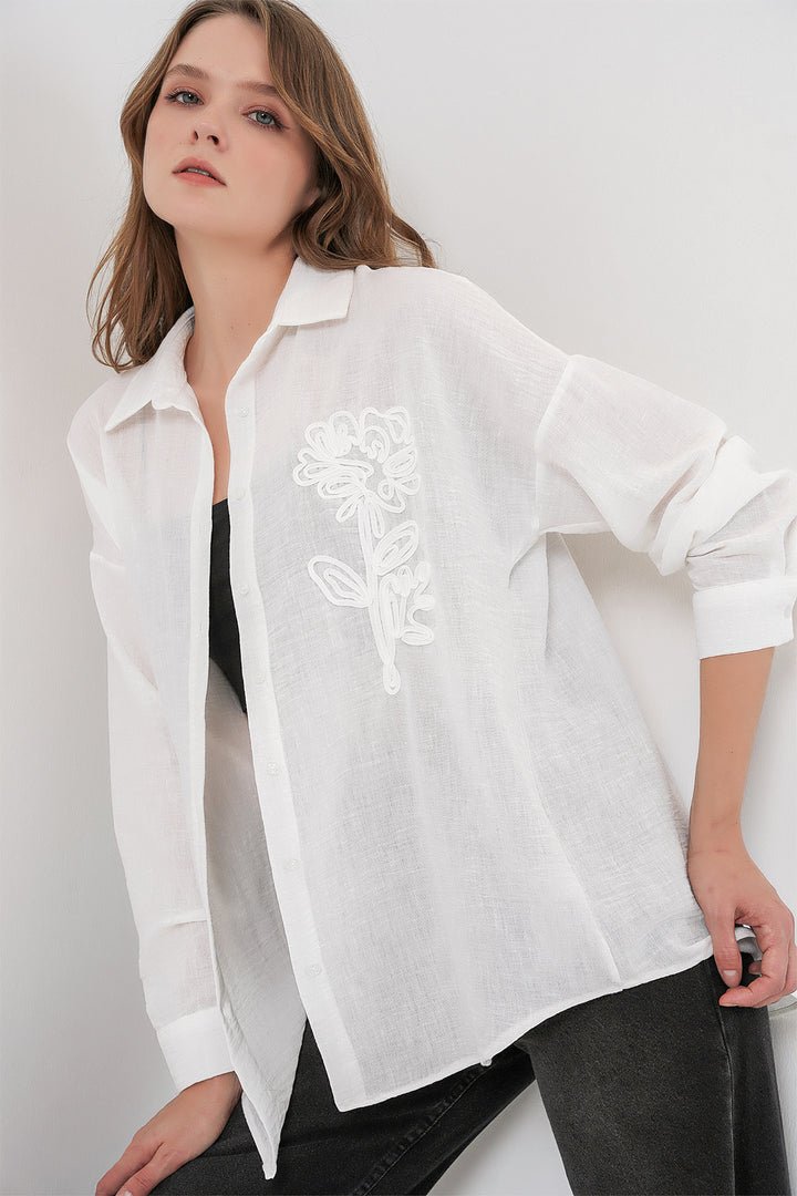 Bigdart Chemise en lin oversize pour femme 20338 - Blanc