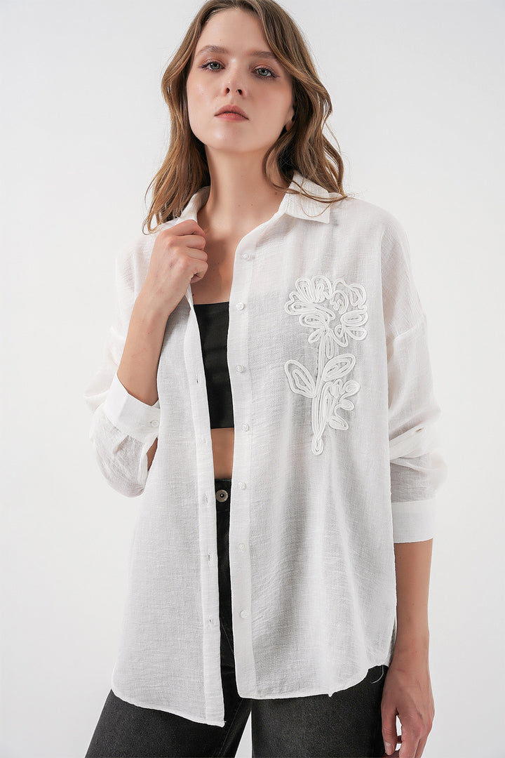Bigdart Chemise en lin oversize pour femme 20338 - Blanc
