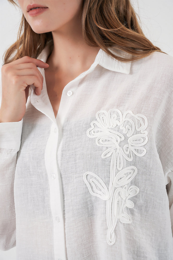 Bigdart Chemise en lin oversize pour femme 20338 - Blanc