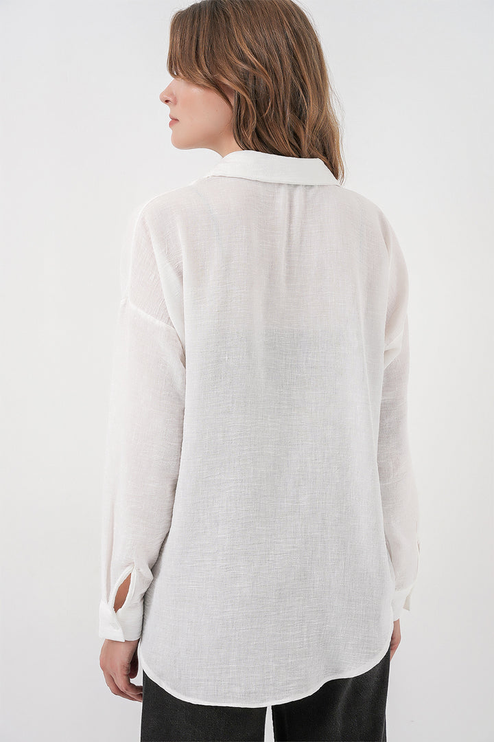 Bigdart Chemise en lin oversize pour femme 20338 - Blanc