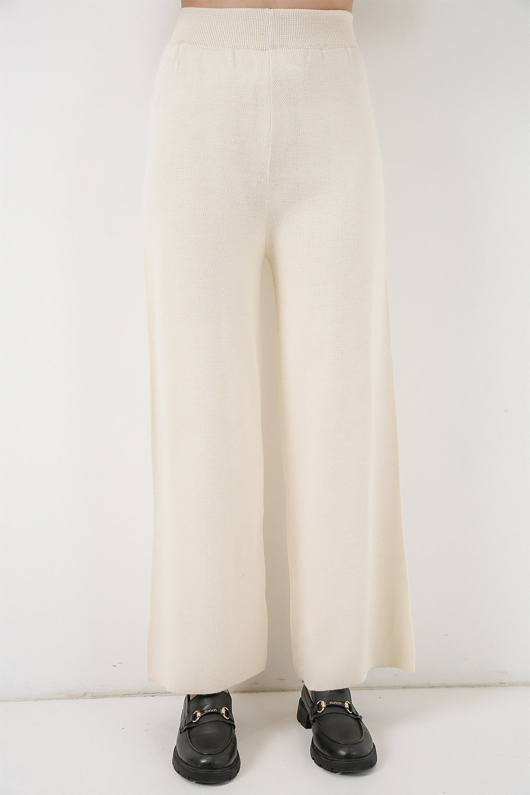 Bigdart Ensemble Tricot Cardigan avec Broderie et Pantalon pour Femmes 15963 - Écru