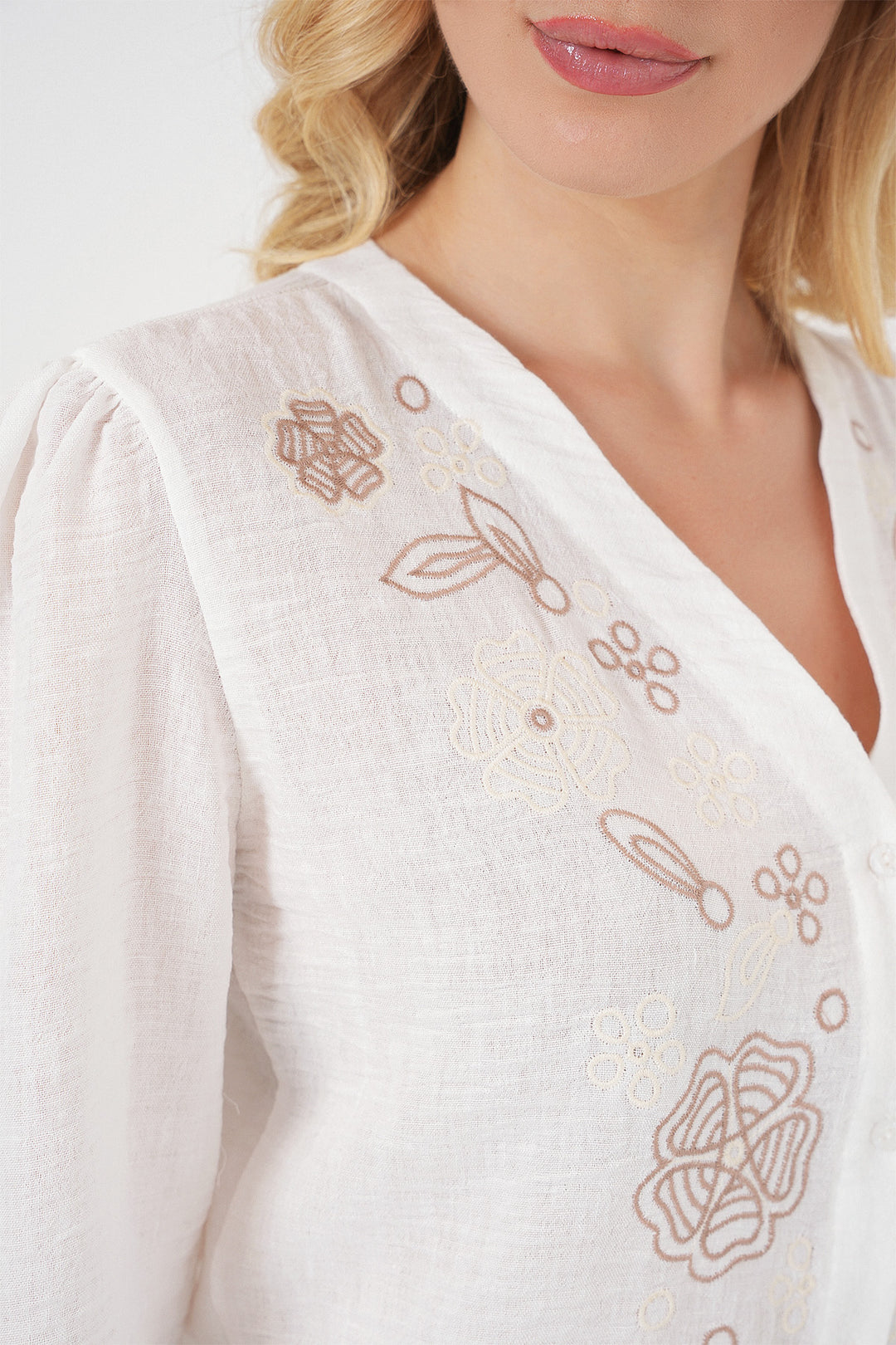 Bigdart Blouse à manches longues brodée pour femme 963 - Marron