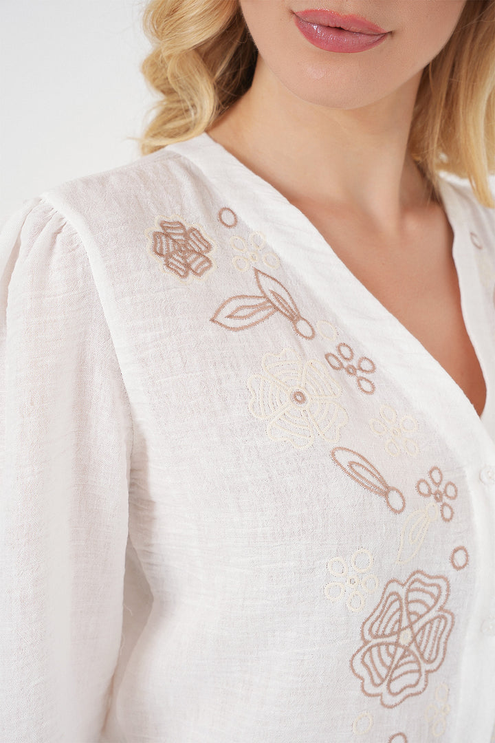 Bigdart Blouse à manches longues brodée pour femme 963 - Marron