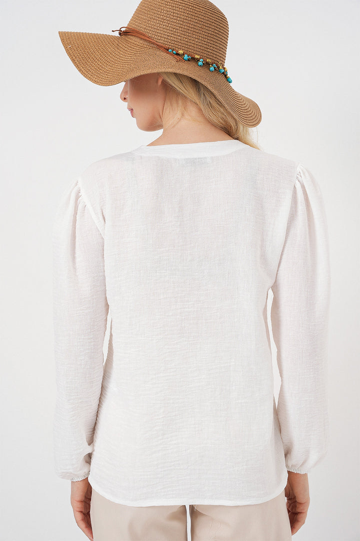 Bigdart Blouse à manches longues brodée pour femme 963 - Marron