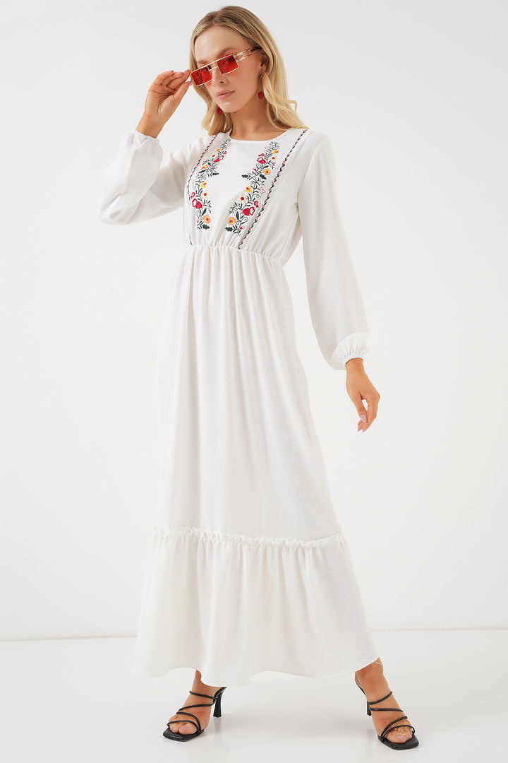Bigdart Robe longue en broderie pour femme 2550 - Blanc