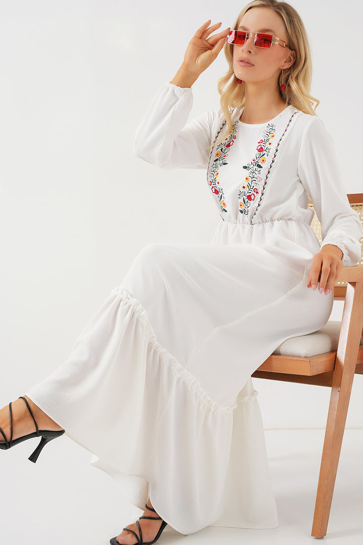 Bigdart Robe longue en broderie pour femme 2550 - Blanc
