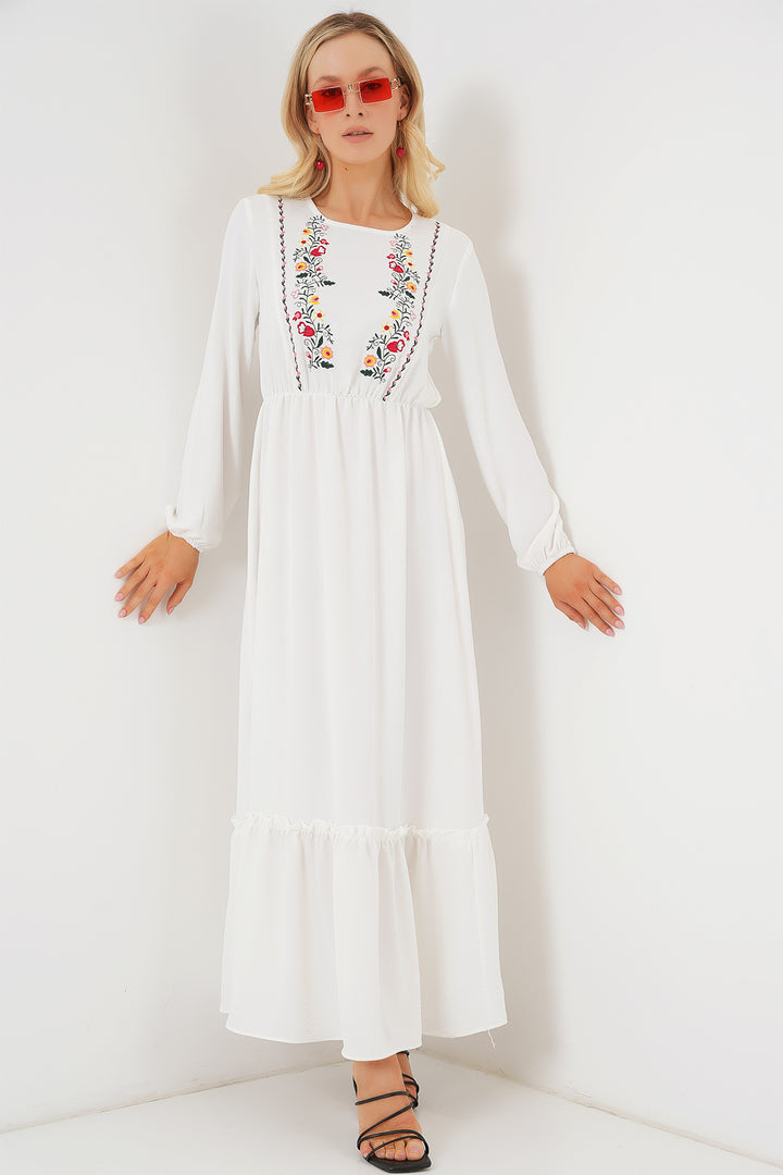 Bigdart Robe longue en broderie pour femme 2550 - Blanc