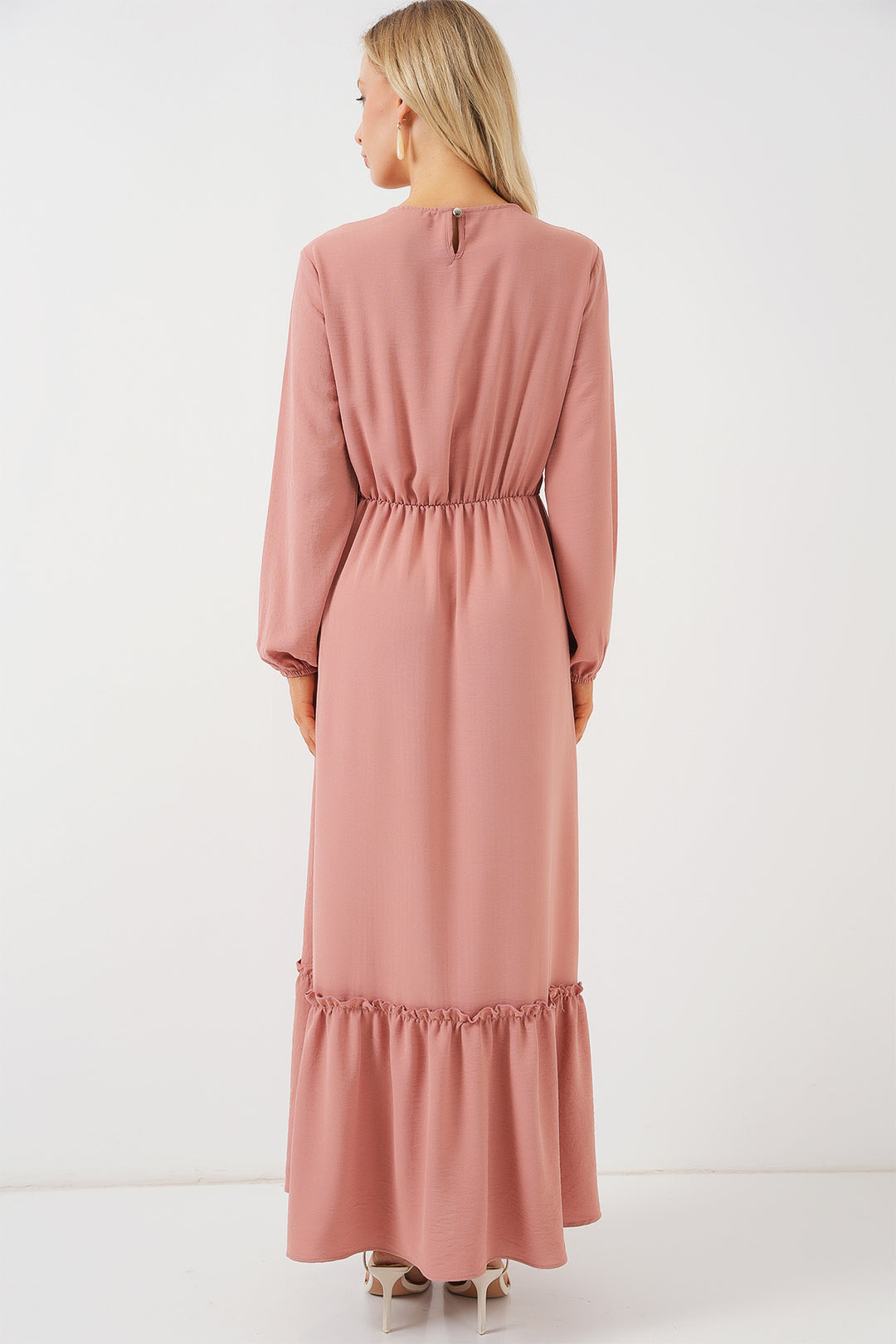 Bigdart Robe de hijab brodée longue pour femme 2550 - Poudré