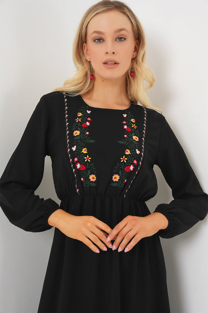 Bigdart Robe longue de modestie brodée pour femme 2550 - Noir
