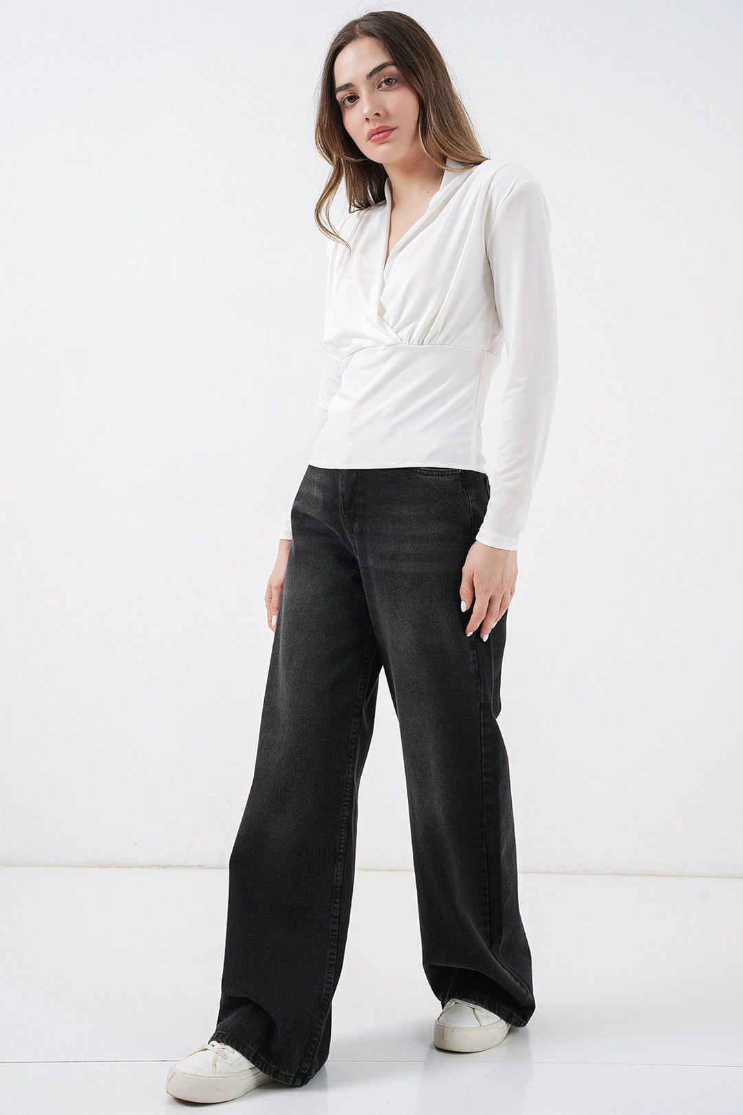 Bigdart Blouse Croisée à Épaules Rembourrées Femme 942 - Blanc