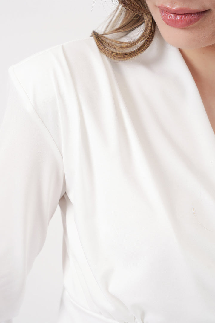 Bigdart Blouse Croisée à Épaules Rembourrées Femme 942 - Blanc