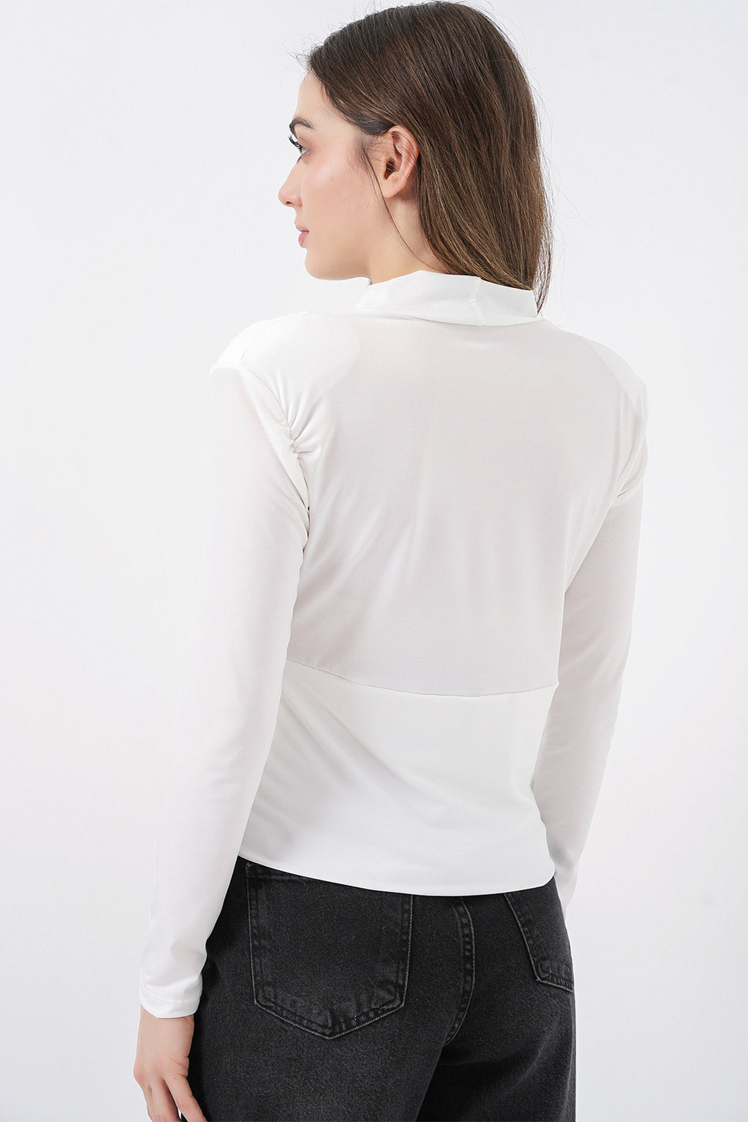 Bigdart Blouse Croisée à Épaules Rembourrées Femme 942 - Blanc