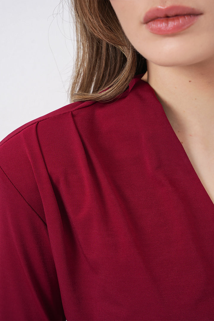 Bigdart Blouse Croisée à Épaules Rembourrées Femme 942 - Bordeaux