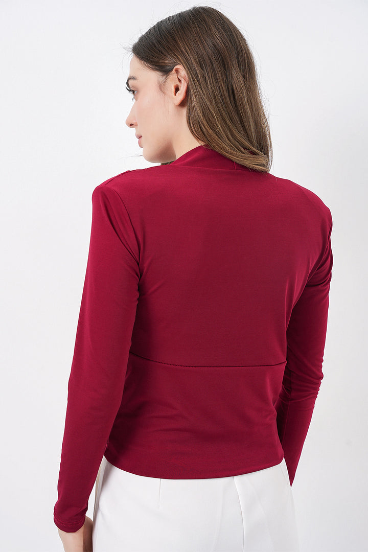 Bigdart Blouse Croisée à Épaules Rembourrées Femme 942 - Bordeaux