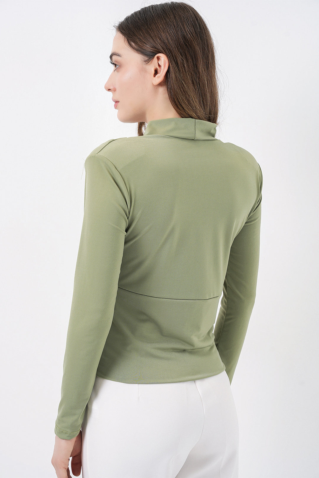 Bigdart Blouse Croisée à Épaules Rembourrées Femme 942 - Vert clair