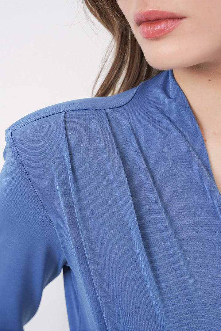 Bigdart Blouse Croisée à Épaules Rembourrées Femme 942 - Indigo